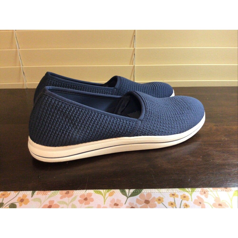 Clarks BreezeStretch Cloudsteppers Navy Slip-On Shoes Women’s 8.5